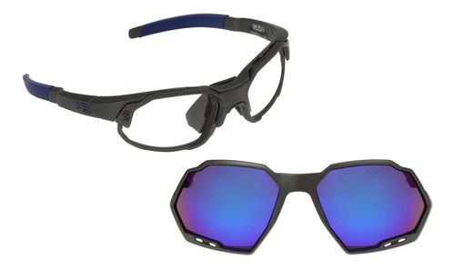 Óculos De Grau Hb Rush Matte Graphite Blue Espelhado