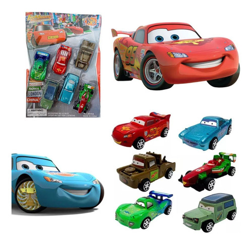 Kit 6 Carrinhos Relâmpago Mcqueen Disney Carros Brinquedos