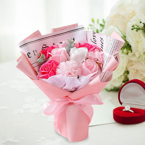 Jabón Artificial Ramo De Flores Rosa Eterna Para