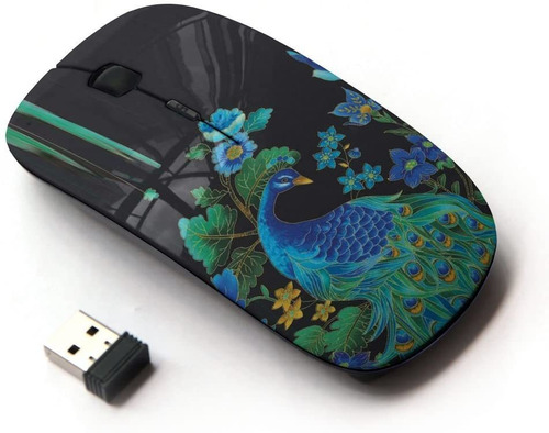 Mouse Inalambrico Para Pc, Pavo Real Azul | Kawaiimouse