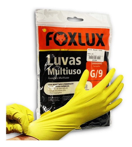 Luva Multiuso Latex G / 9 Foxlux Amarela