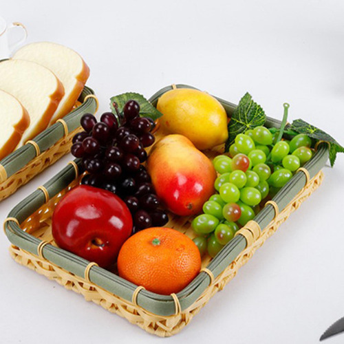 Cesta De Bambú Tejida A Mano, Bandeja Para Decoración L