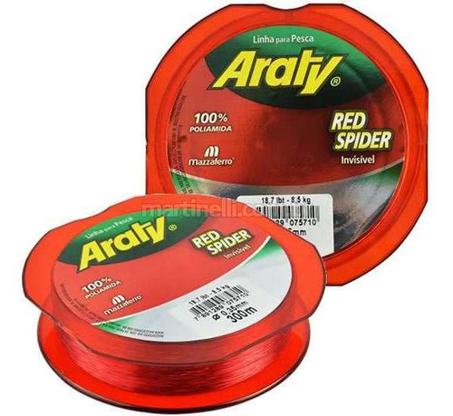 Linha Monofilamento Araty Red Spider 0,35mm 300m Vermelha