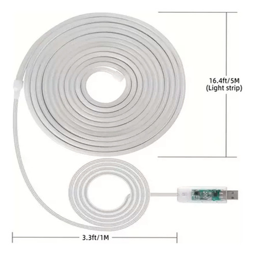 Cinta Tira Luz Led Rgb Neon Flex Bluetooth Usb 5mtr Control