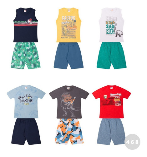 Kit Lote 6 Conjuntos Infantil Masculino Ou Feminino Atacado Revenda De Roupas Infantis Baratas Menino E Menina Verão