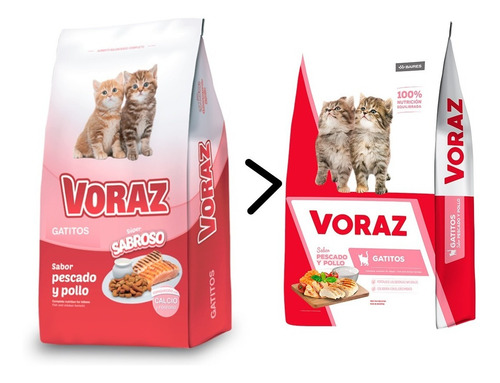 Alimento Voraz Para Gatitos Cachorros X 15 Kg