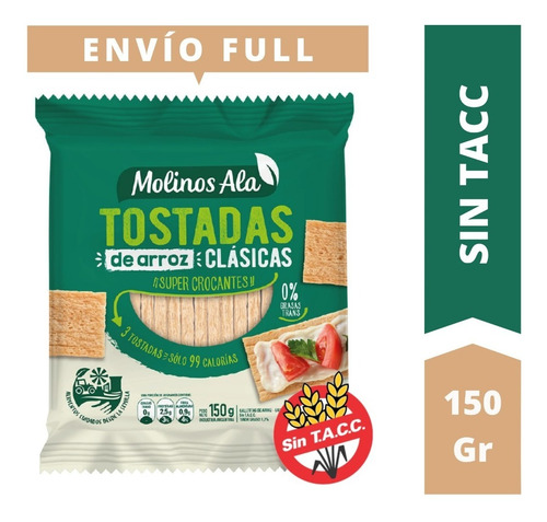 Imagen 1 de 5 de Tostadas De Arroz Clásicas Molinos Ala X 150 G - Sin Tacc