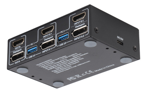 Doble Monitor Kvm Hd Multimedia De 2 Entradas Y 2 Salidas, C