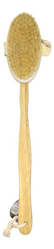 Esponja Vegetal Exfoliante + Cepillo Para Ducha De Madera Caqui Lisa