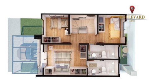 Imagem 6 de 10 de Sobrado No Boulevard Riesel, Com 3 Dormitórios À Venda, 92 M² Por R$ 508.768 - Boqueirão - Curitiba/pr - So0224
