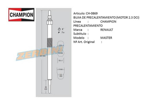 Kit 4 Bujia Incandescente P/ Renault Master 3 2.3 Dci M9t