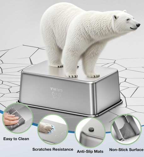 Caja De Arena De Acero Inoxidable Qiuma Large Para Gatos