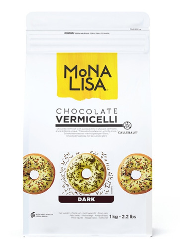 Granulado Belga Vermicelli Amargo 1kg Mona Lisa - Callebaut