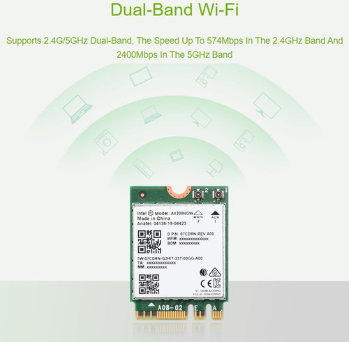 Wireless Ax200 Nic, Gigabit Wi-fi 6 De Doble Banda, 802.1...