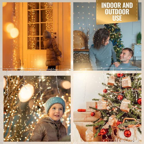 Luces Navideñas De Aurio Icicle Al Aire Libre, 12.3ft 135 Le