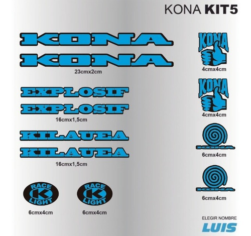 Kona Kit5 Sticker Calcomania Para Cuadro De Bicicleta