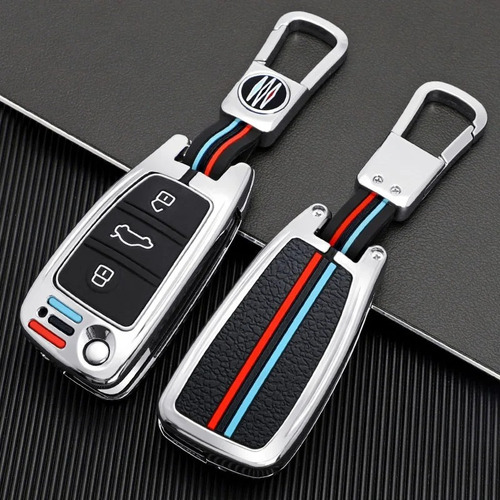 Funda Llave Audi A1 A2 A3 A4 Q5 Q7 De 3 Botones, Color Plata