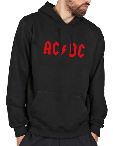Buzo Negro Ac/dc Algodón Cardado Premium Música Rock