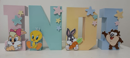 Letras 3d Personalizadas Looney Tunes Fiesta Decoracion