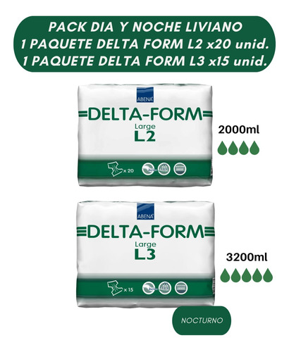 Pack X2 Paq. Pañal Adulto Abena Deltaform Día L2 Y Noche L3