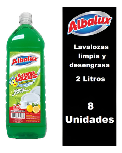 Caja 8 Lavalozas Limpia Y Desengrasa 2 Lts