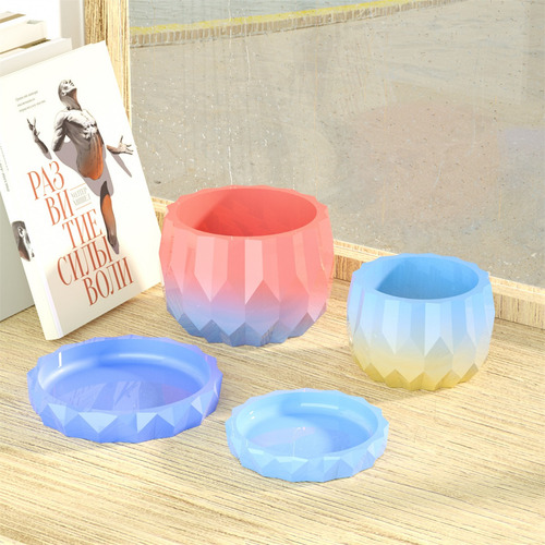 Molde De Vaso De Suporte De Vela De Silicone De 2 Tamanhos C