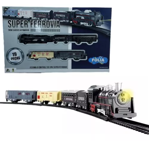 Ferrorama Trem Com Luz 19 Peças Trenzinho