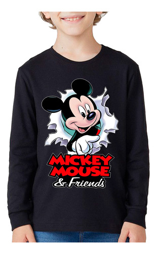 Remera Manga Larga Mickey Mouse En Dos Diseños