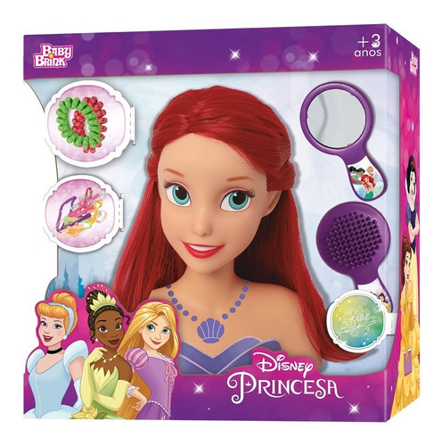 Boneca Busto Styling Head Princesa Sereia Ariel Disney