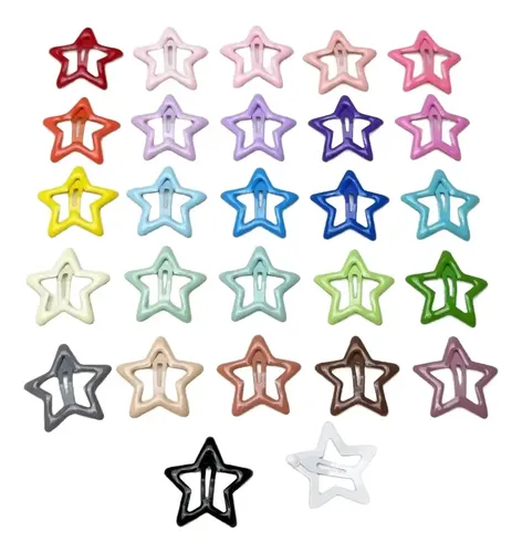 30 unidades de presilhas tic tac estrela sortidas coloridas