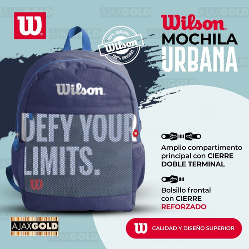 Imagen 3 de 9 de Mochila Wilson Original Premium Deportes Gym Urbana Color
