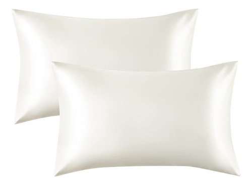 Funda Almohada Satin Saten Tipo Seda Set X2 Unids 100 O 76cm Color 76x50 Blanco 76x50