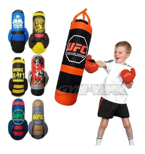 Bolsa Boxeo Rellena Niños + Guantes Juego Infantil P