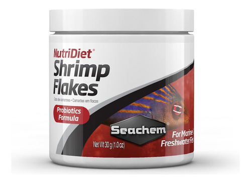 Ração Seachem Nutridiet Shrimp Flakes 15g Camarão Probiotico