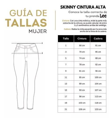 Pantalon Jeans Skinny Cintura Alta Lee Mujer 02m6