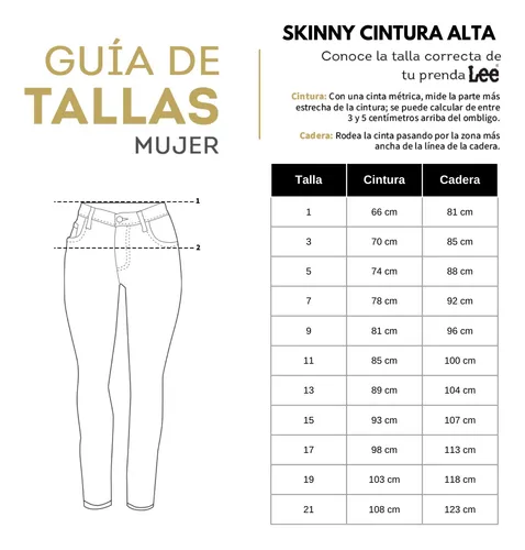 Pantalon Jeans Skinny Cintura Alta Lee Mujer 02m6