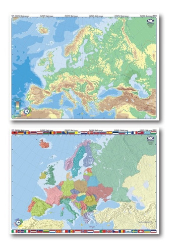 Mapa Europa Mudo - Mural Doble Faz (95x130cm)