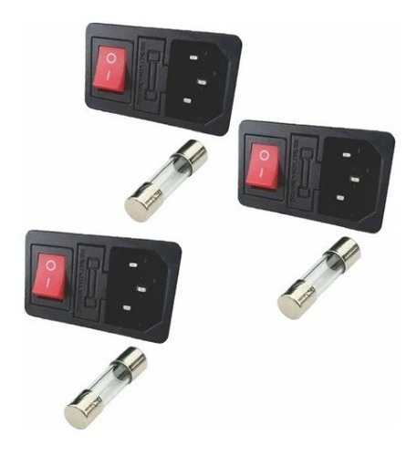 3 Conector Interlock Macho Switch Porta Fusible+ 3 Fusibles