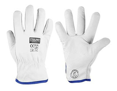 Guante De Cuero Puño Corto Steelpro Blanco Por 12 Pares