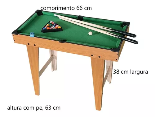 Mesa Sinuca Infantil Completa Com Jogo Bolas E Tacos Bilhar