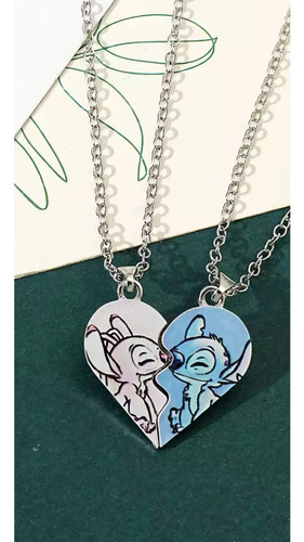 Collar Corazón Lilo Y Stich Amor Pareja