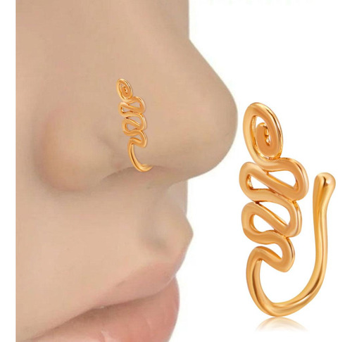 Sin Piercing Nariz Anillo En Forma De U Clip De Oreja De Oro