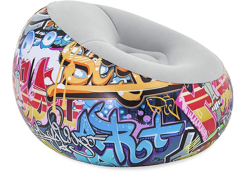 Imagen 6 de 8 de Mueble Cojín Silla Puff Inflable Diseño Graffiti 1.12mx66cm