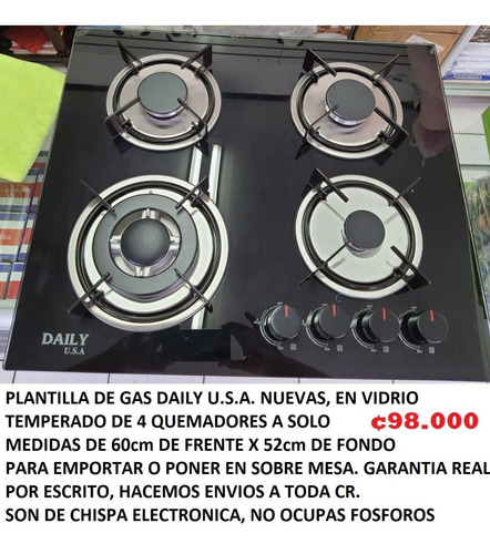 Plantilla De Gas De Vidrio Temperado De 5 Y 4quemadores