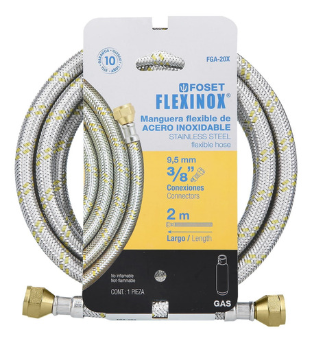 Manguera Para Gas 200cm Hule 3/8´ Acero Flexible 49517