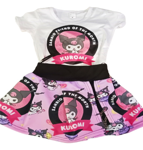 Conjunto De Falda Short Camisa Ropa Para Niñas De Kuromi