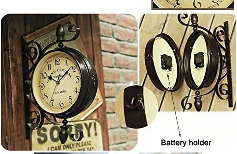 Kiaotime Reloj De Pared Vintage De Doble Cara Hierro Metal S
