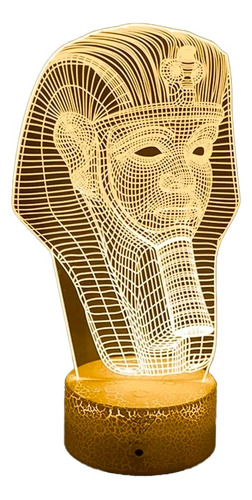 Lámpara 3d Tutankamón Base Agrietada + Pilas