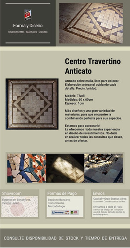 Imagen 2 de 7 de Centro Travertino 60x60, Mármol, Tívoli - Forma Y Diseño