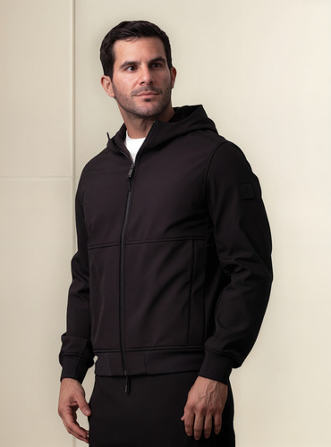 Chaqueta Con Gorro Softshell Negro Calvin Klein